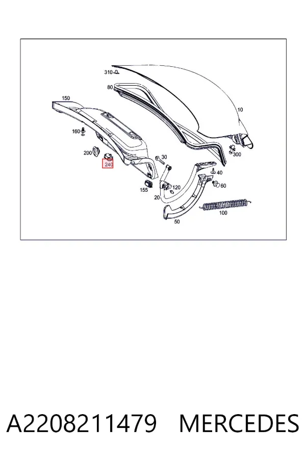 Botão de salão de acionamento de tampa de porta-malas (de 3ª/5ª porta (de tampa de alcapão) A2208211479 Mercedes