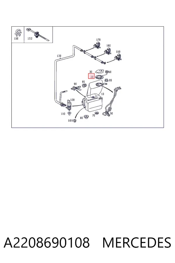 Tampa de tanque de fluido para lavador A2208690108 Mercedes