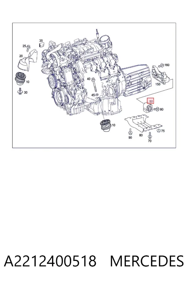 Coxim de transmissão (suporte da caixa de mudança) A2212400518 Mercedes