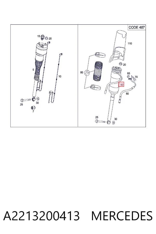 Amortecedor traseiro direito A2213200413 Mercedes