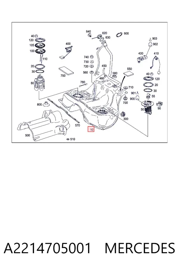 Tanque de combustível A2214705001 Mercedes