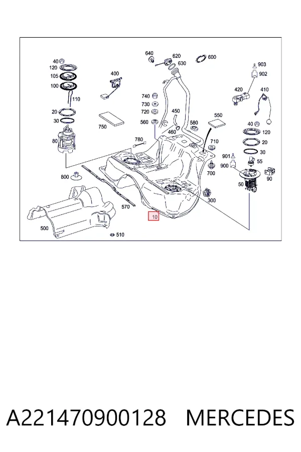 Tanque de combustível A221470900128 Mercedes