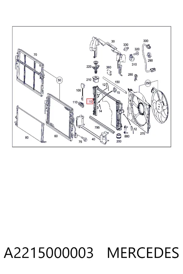 Radiador de esfriamento de motor A2215000003 Mercedes