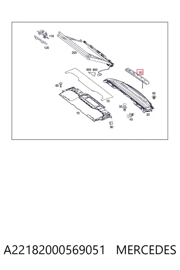 Sinal de parada traseiro adicional A22182000569051 Mercedes