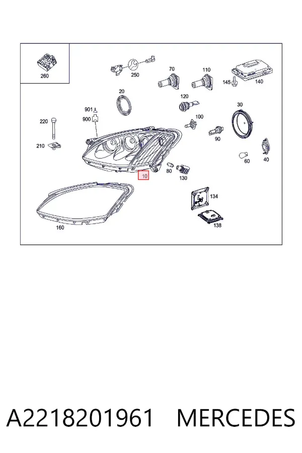 Luz esquerda A2218201961 Mercedes