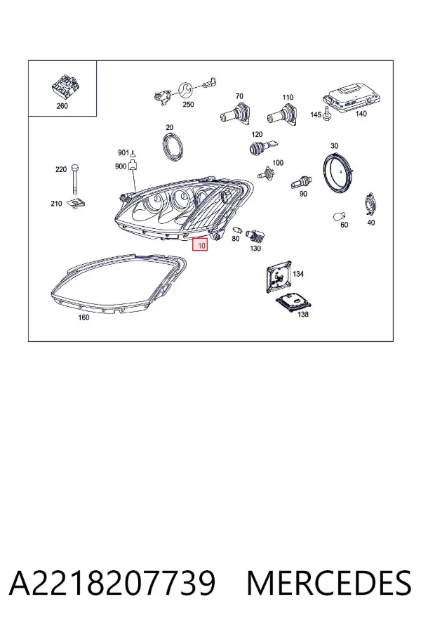 Luz esquerda A2218207739 Mercedes