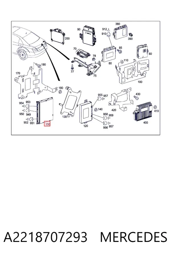 Monitor (display) do encosto de cabeça dianteiro A2218707293 Mercedes