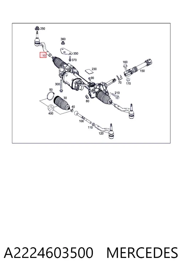 Cremalheira da direção A2224603500 Mercedes