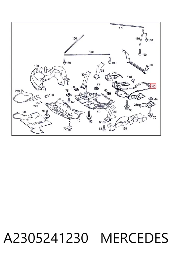 Proteção de motor, de panela (da seção de motor) A2305241230 Mercedes
