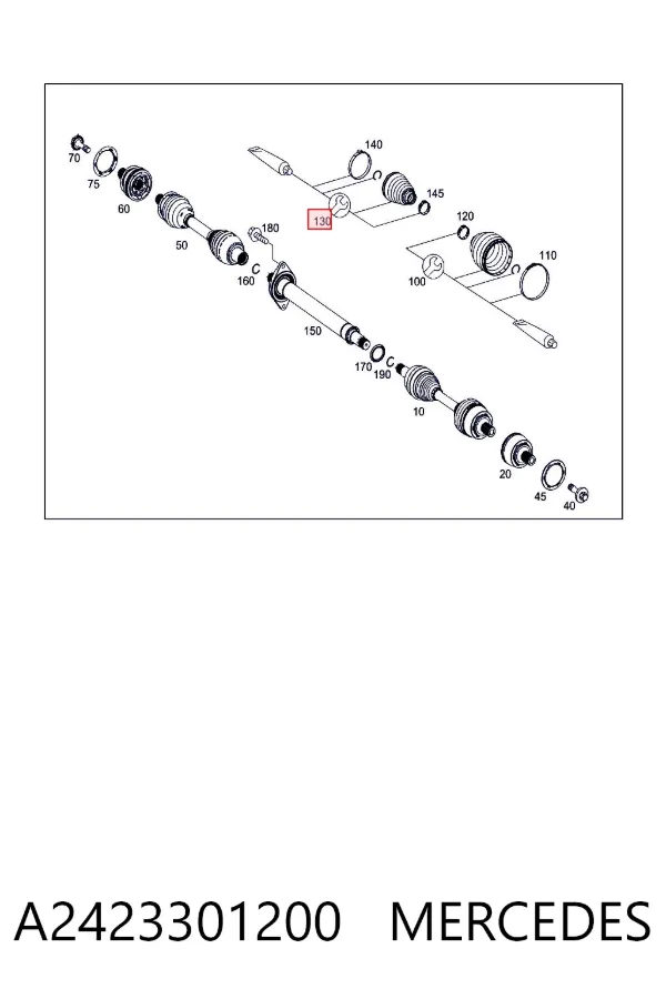 Bota de proteção interna de junta homocinética do semieixo dianteiro A2423301200 Mercedes