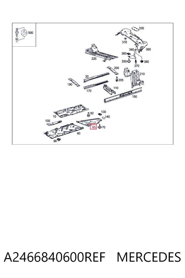 Proteção de fundo traseira direita A2466840600REF Mercedes