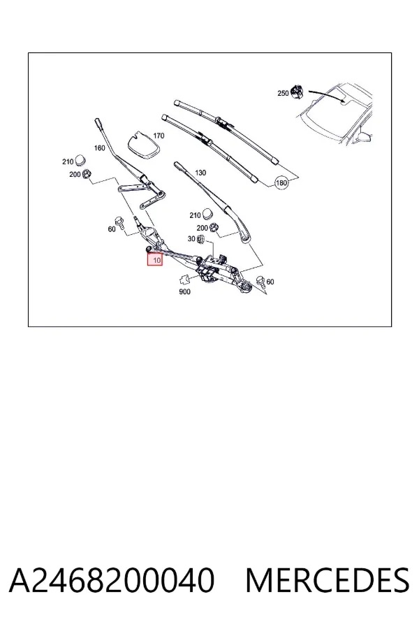 Trapézio de limpador pára-brisas A2468200040 Mercedes