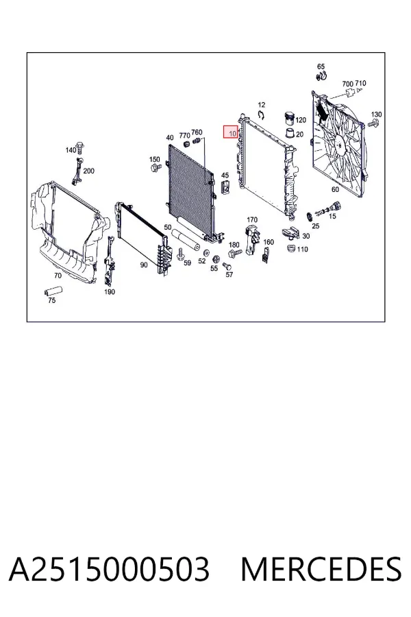 Radiador de esfriamento de motor A2515000503 Mercedes