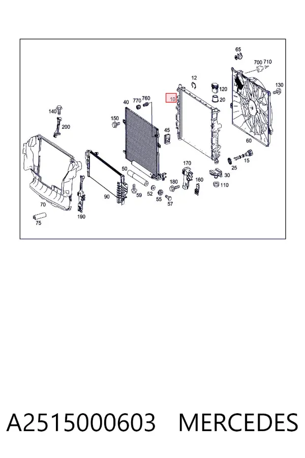 Radiador de esfriamento de motor A2515000603 Mercedes