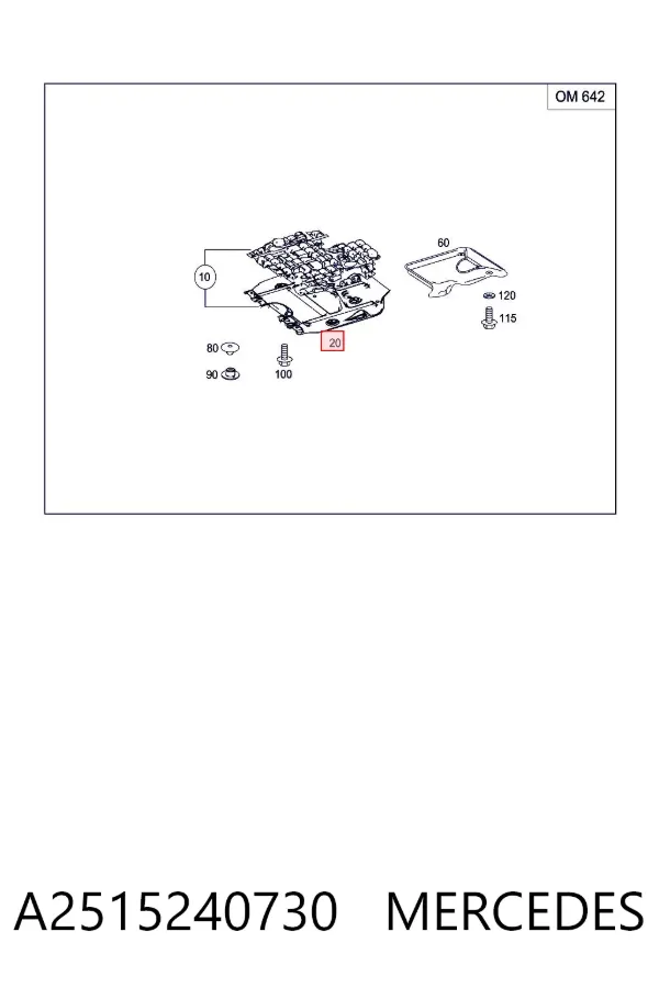 Proteção de motor, de panela (da seção de motor) A2515240730 Mercedes