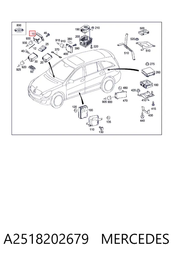 Aparelhagem de som (rádio AM/FM) A2518202679 Mercedes
