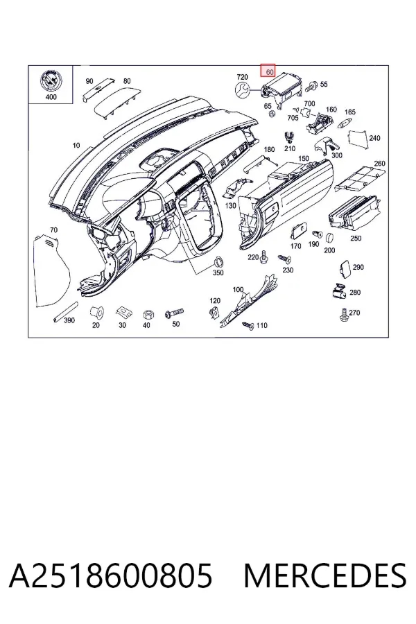 Cinto de segurança (AIRBAG) de passageiro A2518600805 Mercedes