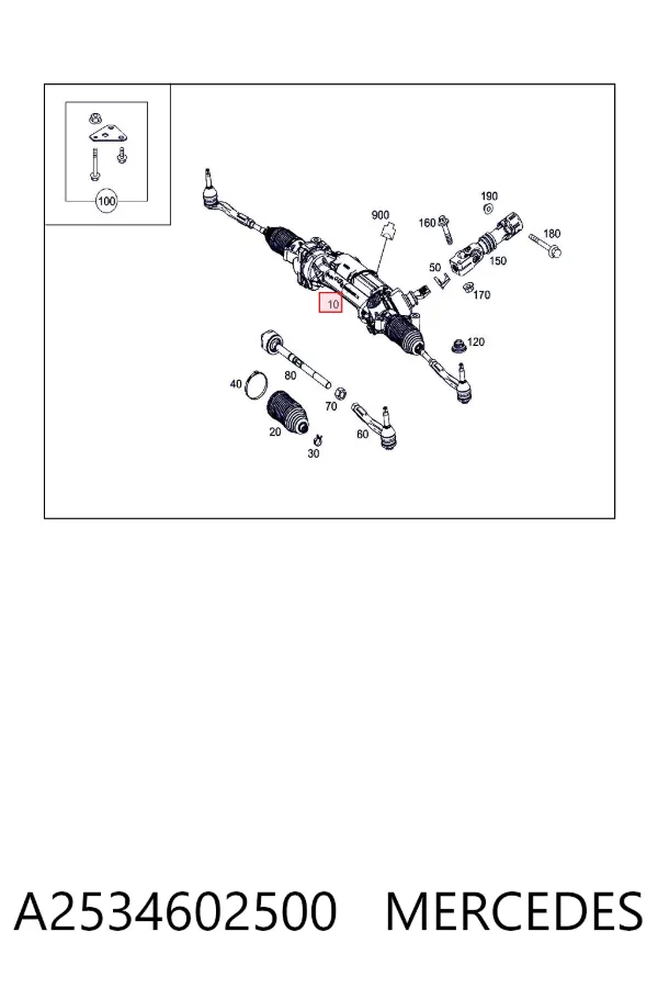 Cremalheira da direção A2534602500 Mercedes