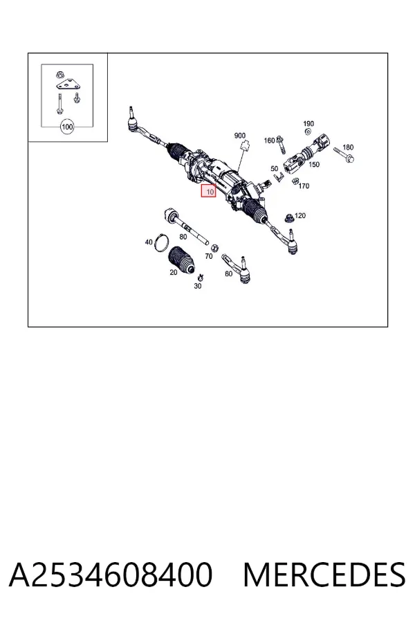 Cremalheira da direção A2534608400 Mercedes