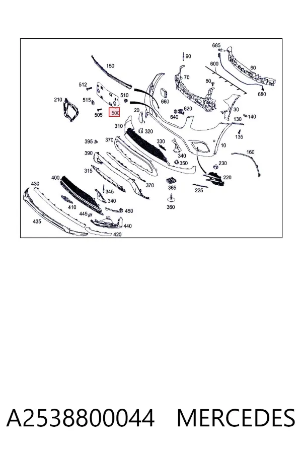 Painel de fixação de matrícula dianteira A2538800044 Mercedes