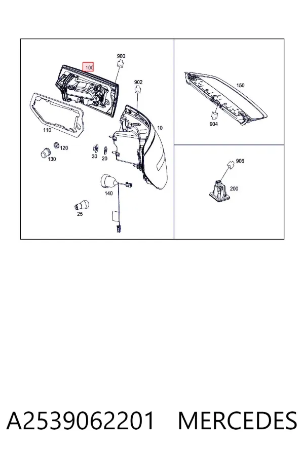 Lanterna traseira direita interna A2539062201 Mercedes