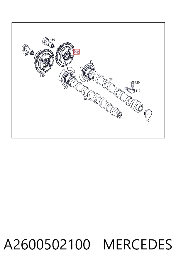 Engrenagem de cadeia de roda dentada da árvore distribuidora de admissão de motor A2600502100 Mercedes