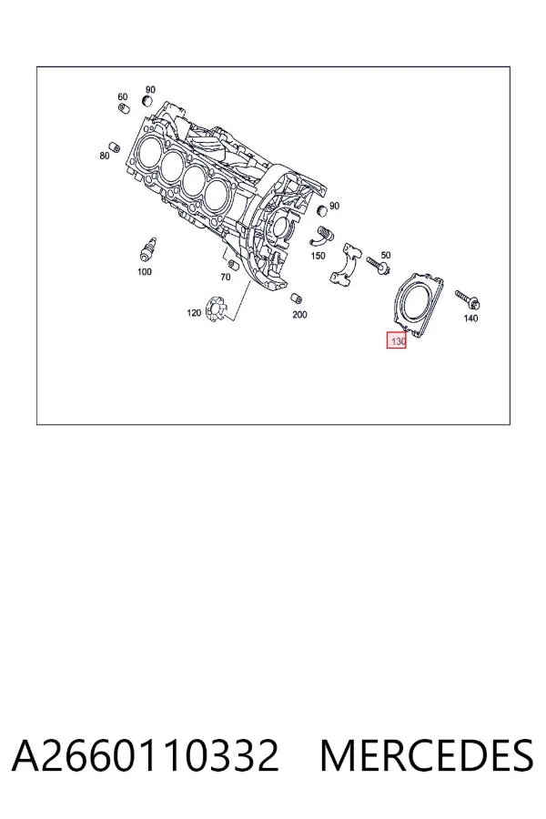 Vedação traseira de cambota de motor A2660110332 Mercedes