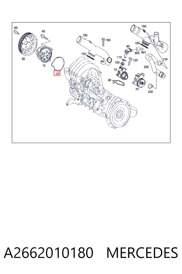 Vedante de bomba de água A2662010180 Mercedes