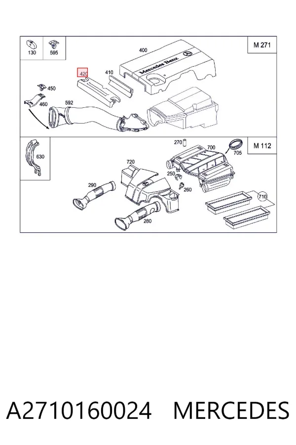 Tampa de motor decorativa A2710160024 Mercedes