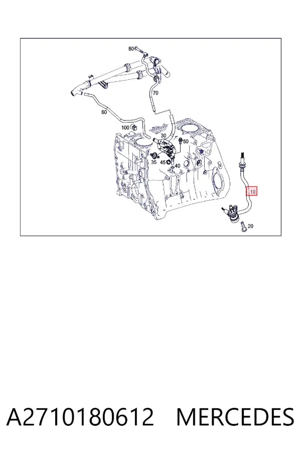 Cano derivado de ventilação de cárter (de separador de óleo) A2710180612 Mercedes
