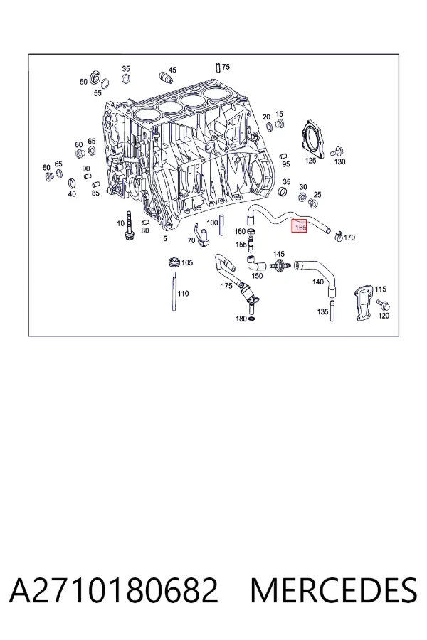 Cano derivado de ventilação de cárter (de separador de óleo) A2710180682 Mercedes