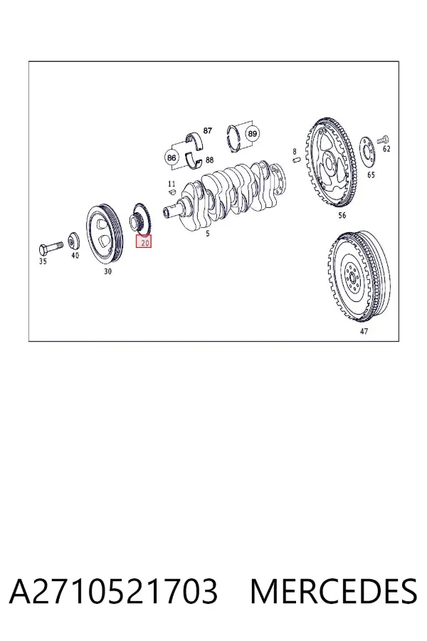 Engrenagem de cadeia da roda dentada de acionamento de cambota de motor A2710521703 Mercedes