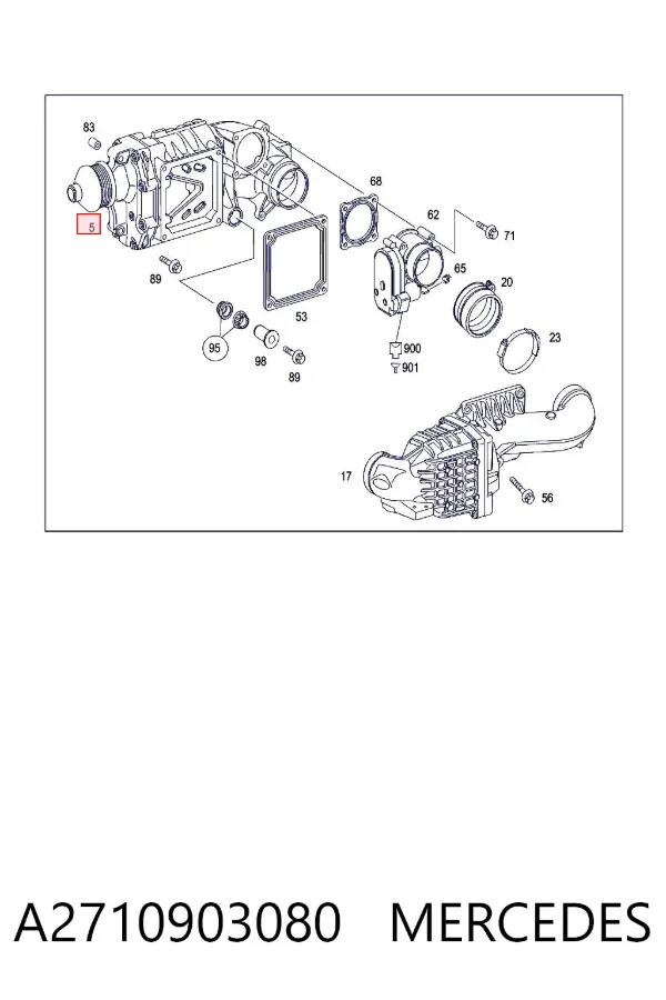 Compressor de supercompressão de ar de motor A2710903080 Mercedes