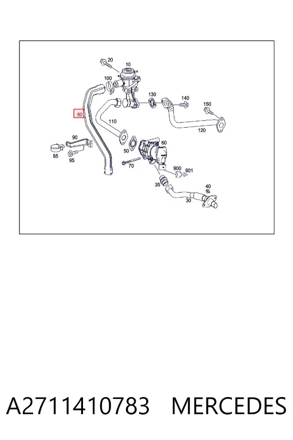 Cano derivado do sistema de recirculação dos gases de escape EGR A2711410783 Mercedes