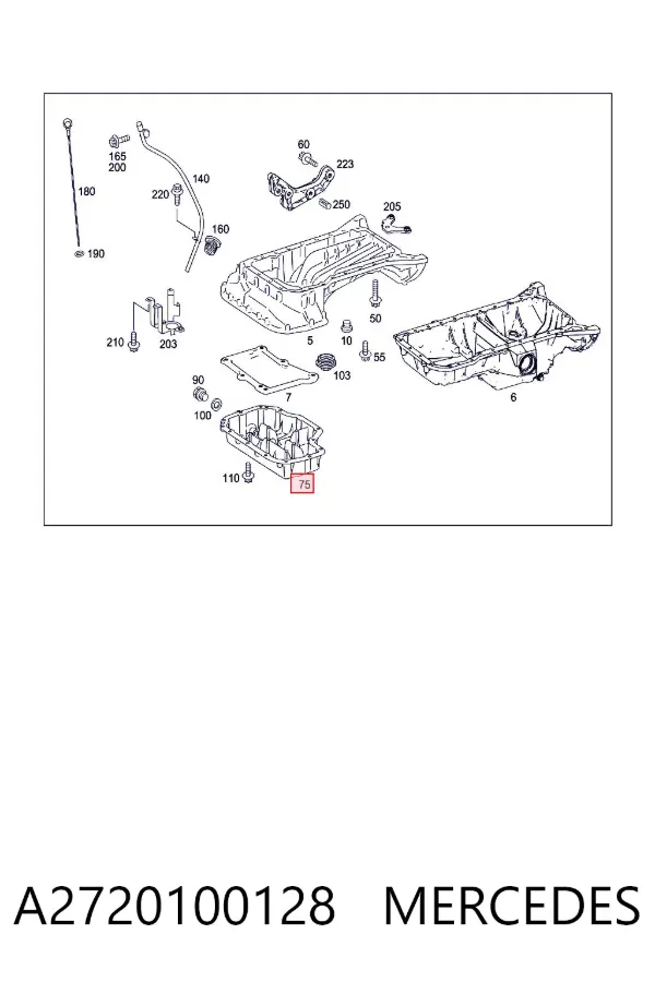 Panela de óleo de cárter do motor A2720100128 Mercedes
