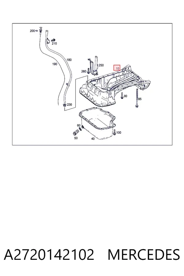 Panela de óleo de cárter do motor, parte superior A2720142102 Mercedes