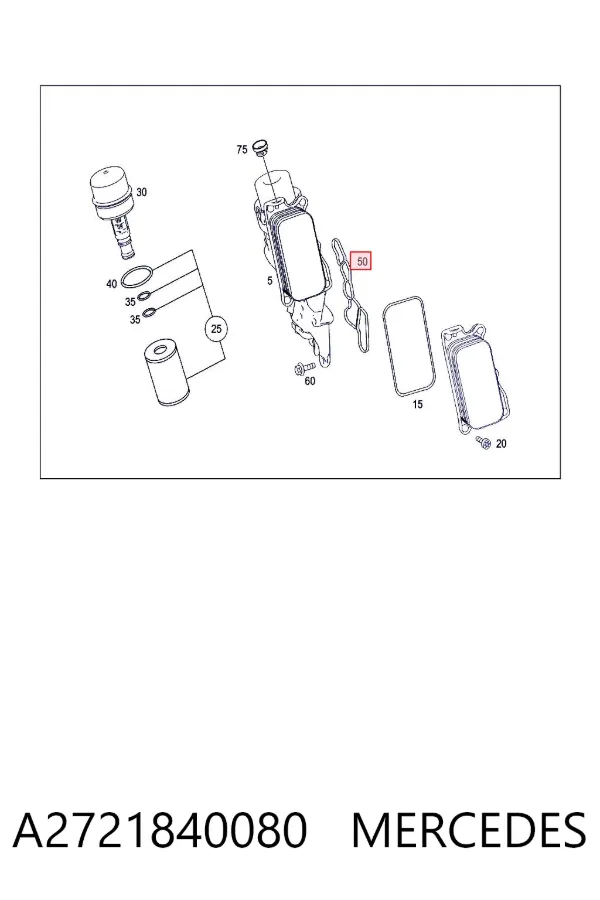 Vedante de adaptador do filtro de óleo A2721840080 Mercedes