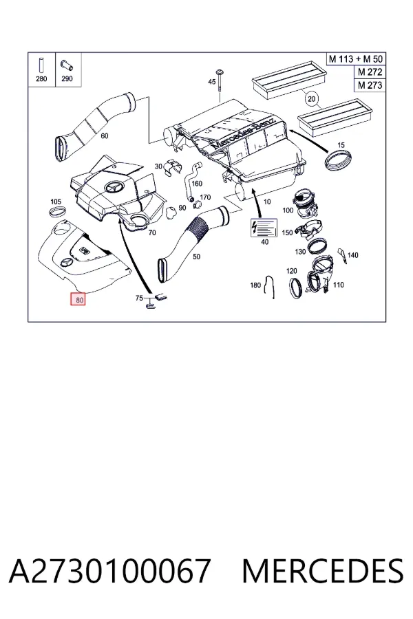 Tampa de motor decorativa A2730100067 Mercedes