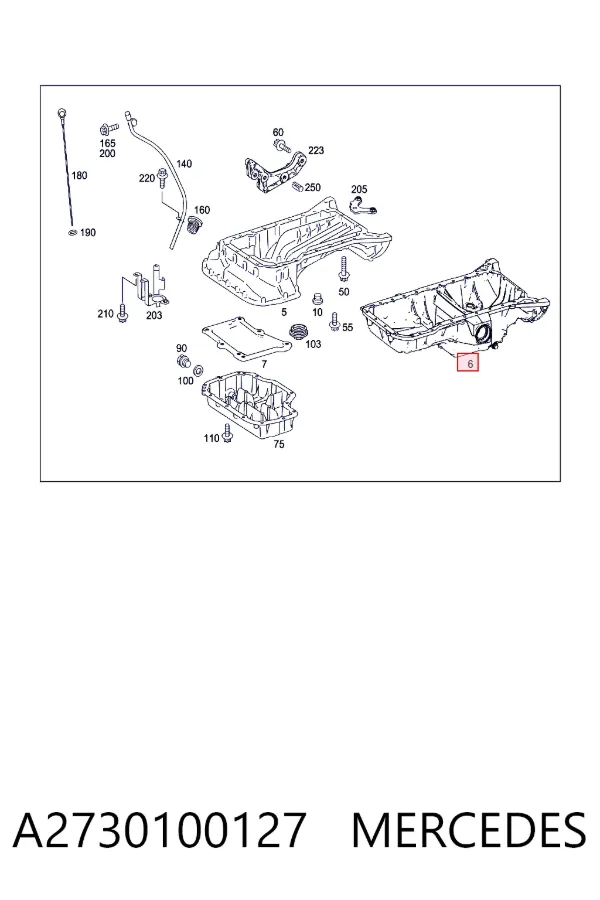 Panela de óleo de cárter do motor A2730100127 Mercedes