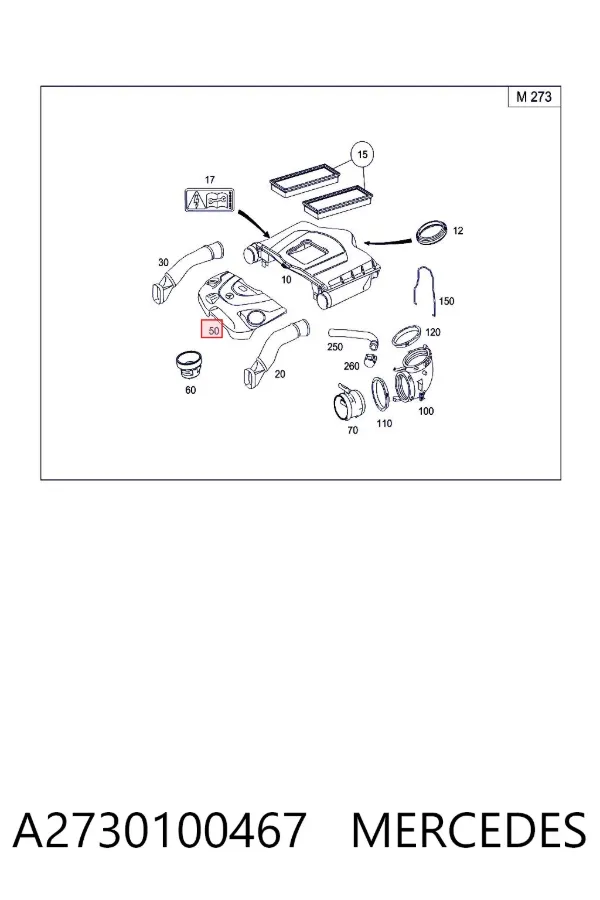 Tampa de motor decorativa A2730100467 Mercedes