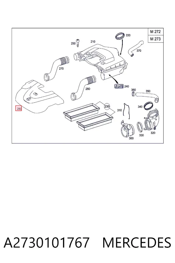Tampa de motor decorativa A2730101767 Mercedes