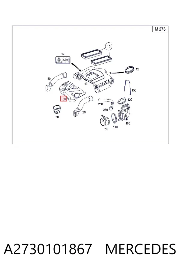 Tampa de motor decorativa A2730101867 Mercedes