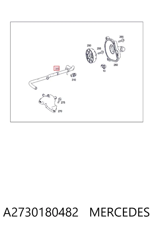 Cano derivado de ventilação de cárter (de separador de óleo) A2730180482 Mercedes