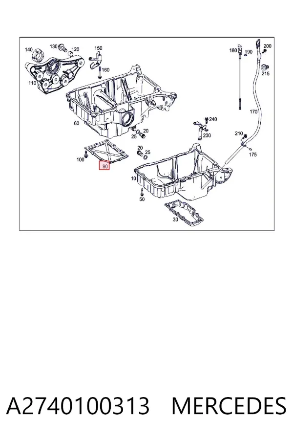 Panela de óleo de cárter do motor A2740100313 Mercedes