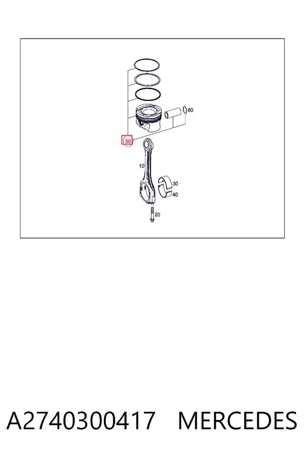 Pistão do kit para 1 cilindro, STD A2740300417 Mercedes
