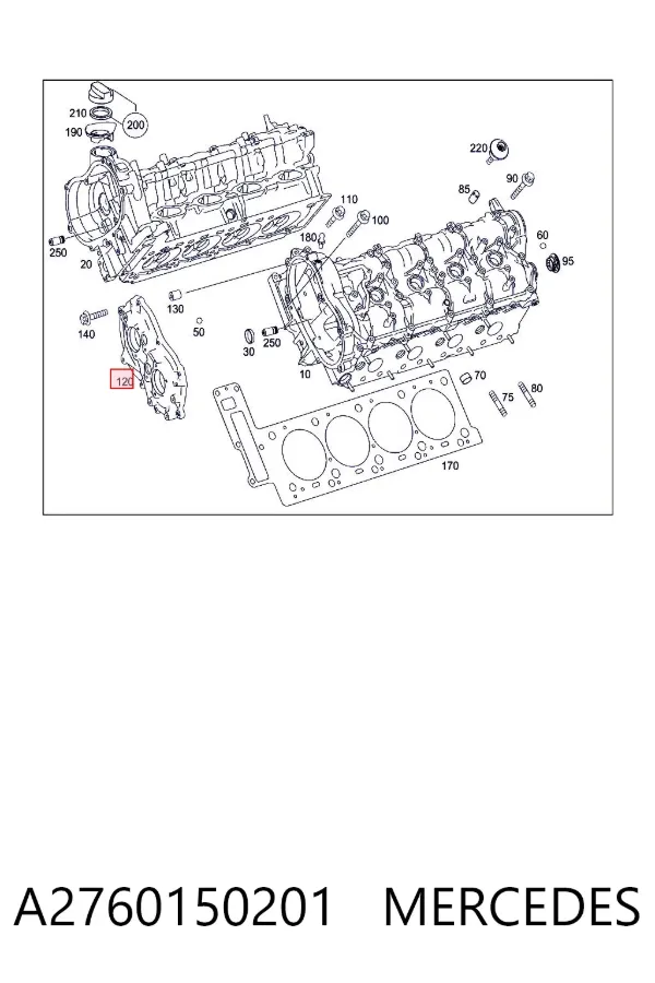 Tampa dianteira de cabeça de motor (CBC) A2760150201 Mercedes