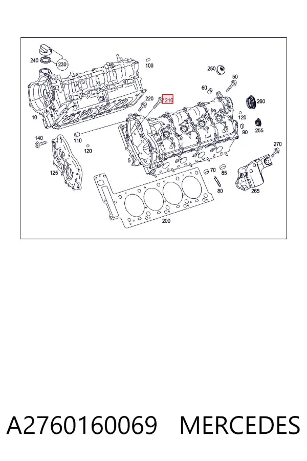 Parafuso de cabeça de motor (CBC) A2760160069 Mercedes