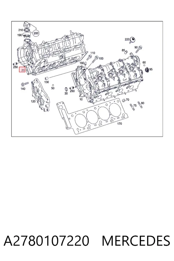 Cabeça de motor (CBC) A2780107220 Mercedes