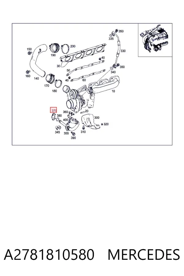 Vedante de mangueira de derivação de óleo de turbina A2781810580 Mercedes