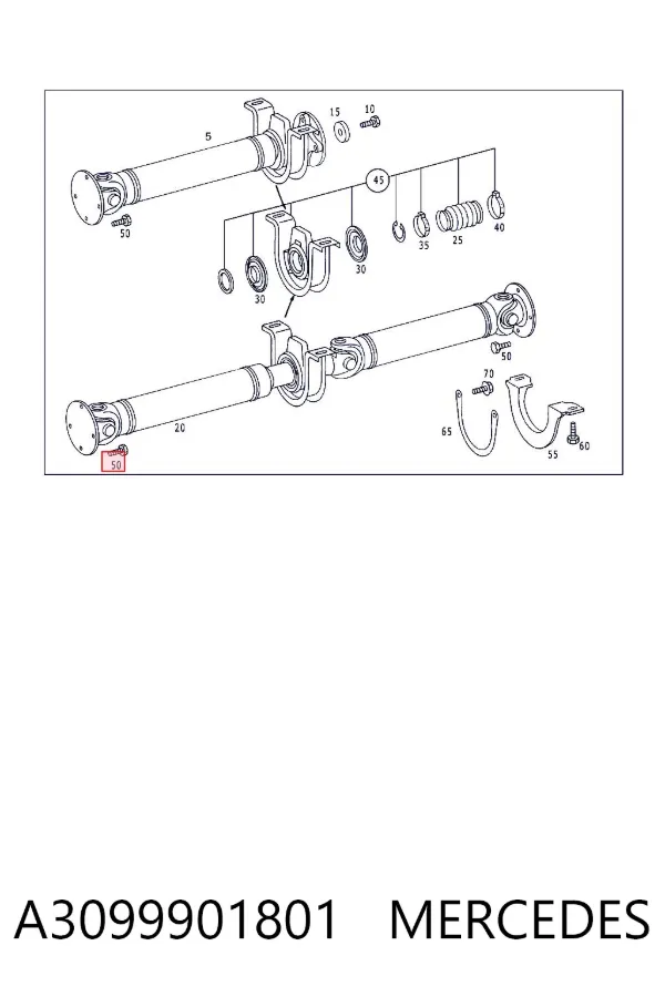 Parafuso da junta universal A3099901801 Mercedes